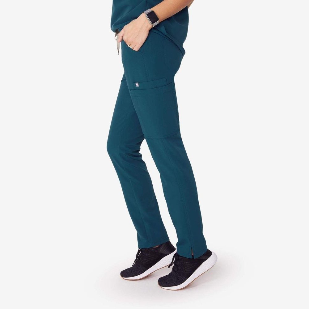 FIGS Caribbean Blue Yola Pants Grey Tie